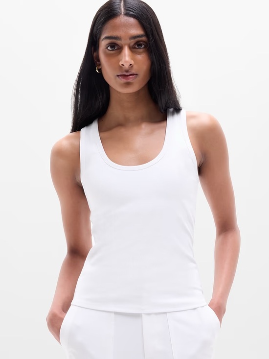 Athleta Tops - Athleta Bright White Signature Rib Scoop Tank NWOT
